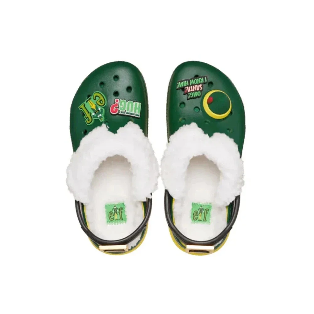 Crocs ELF Classic 209377-7C1 Clogs Kids Green Heel Strap Comfort Shoes NIN247